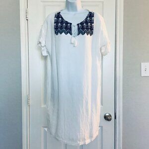 Old Navy White Boho Embroidered Dress Sz LG